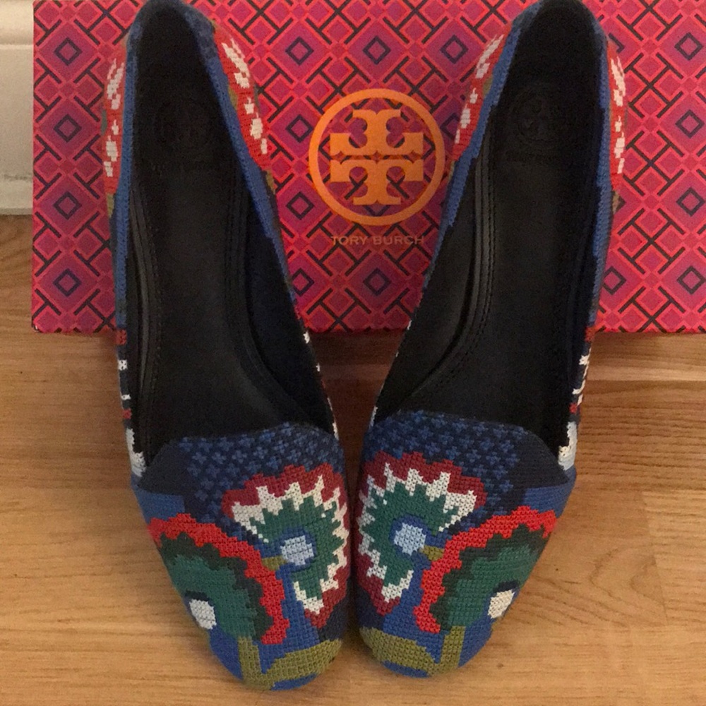 Tory Burch needlepoint flats